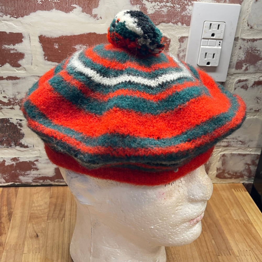 Authentic VTG MacGregor Wool Tam O'Shanter Beret Hat Scotland Pom Pom